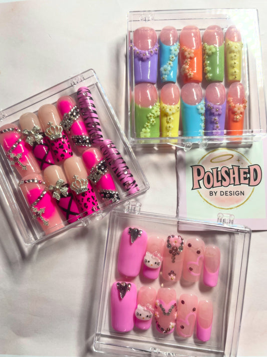 Custom press on nails - Full glam style